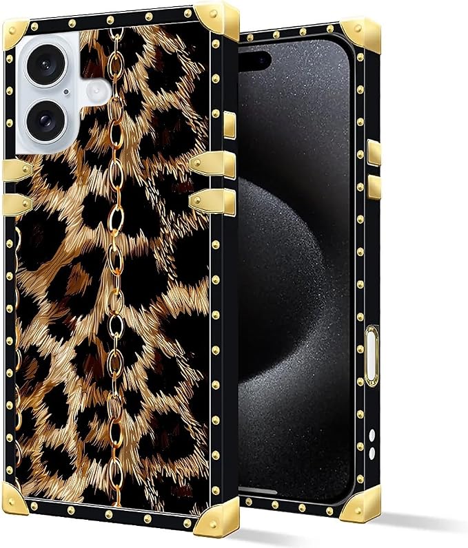 Compatible with iPhone 16 Plus Case, Seamless Gold Chain Leopard Luxury Golden - Image 3