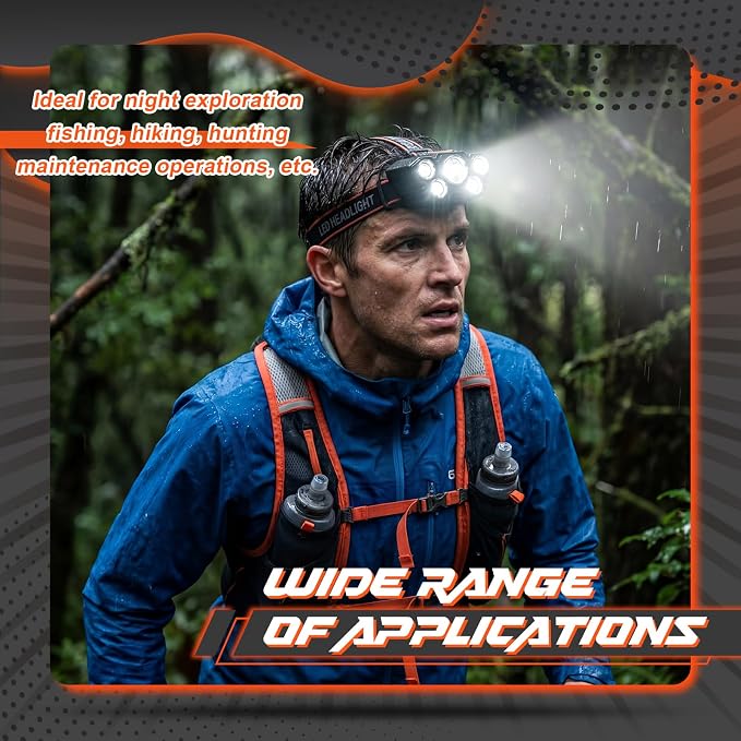 10 Pack Rechargeable Headlamp, USB Rechargeable LED Head Lamp Bulk, 4 Mode 90° - Image 4