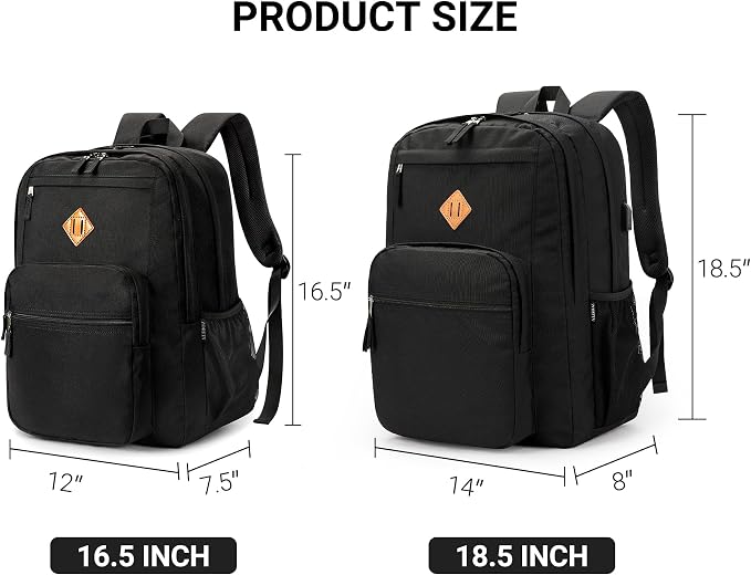 ZORFIN 36L Black Backpack for College, and Travel: Water Resistant Bookbag - Image 4