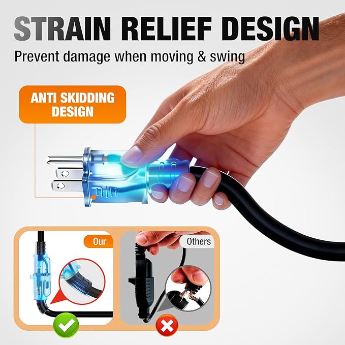 Outdoor Extension Cord 75 FT Waterproof, 12/3 Gauge Heavy Duty 3 Prong Power - Image 6