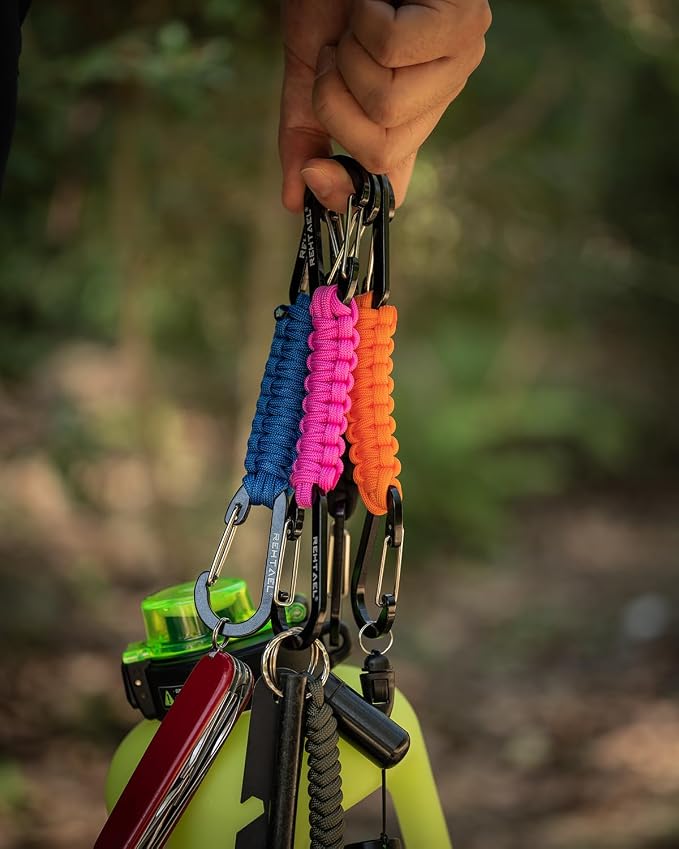 Paracord Braided Carabiner Keychain Lanyard Strap, Hanger Stroller Hook w/2 - Image 3