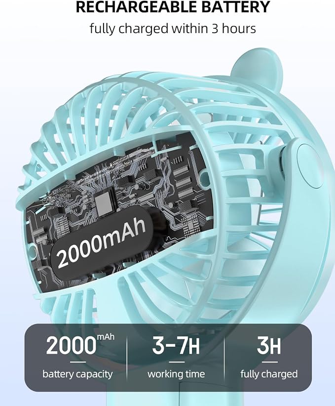 buywoo Portable Stroller Mini Fan, Small Rechargeable Personal Cooler w/ 360° - Image 4