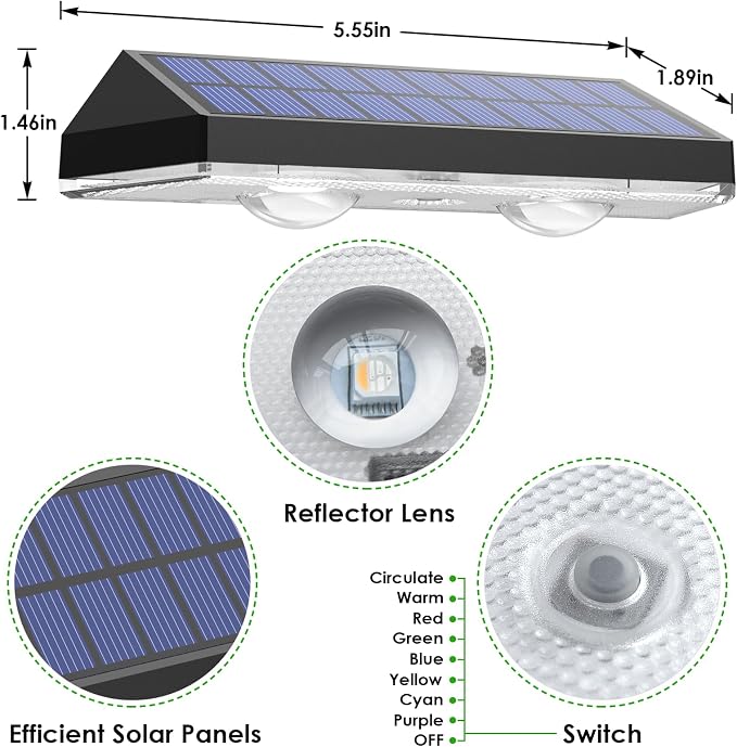 LIANGLOME Solar Fence Lights Outdoor, 2PK RGB Solar Lights - Image 6