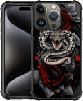for iPhone 16 Pro Max Case, Entwined Rose Snake Pattern Graphic Design Girl Boy by FKBRCL4U