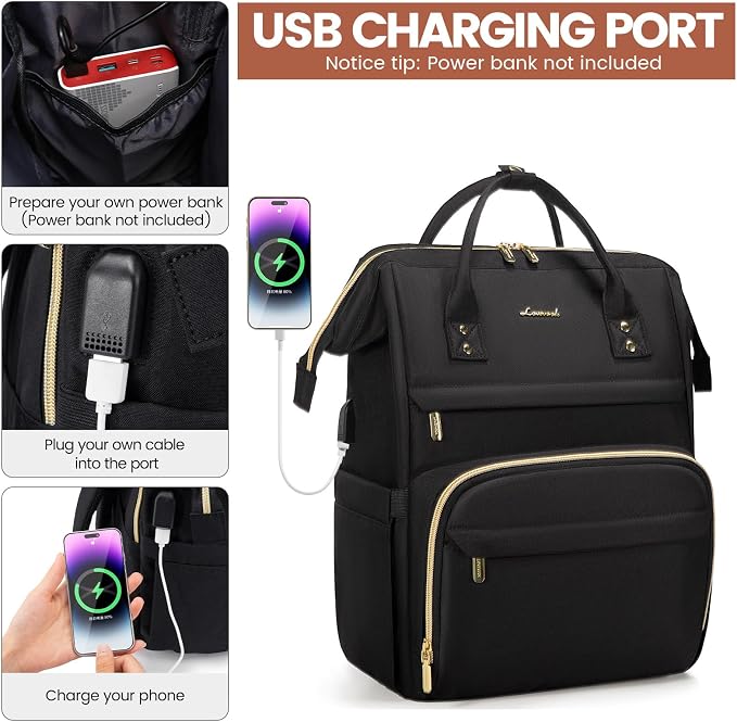LOVEVOOK Laptop Backpack, 15.6 Inch Professional Womens Purse Computer Bag - Image 3