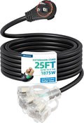 DEWENWILS 360° Rotating Flat Plug Outdoor Extension Cord 25FT, 14/3 SJTW Heavy by DEWENWILS