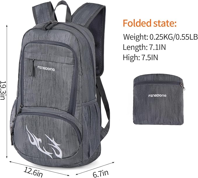 FENGDONG 35L Lightweight Foldable Waterproof Packable Travel Small Hiking - Image 2