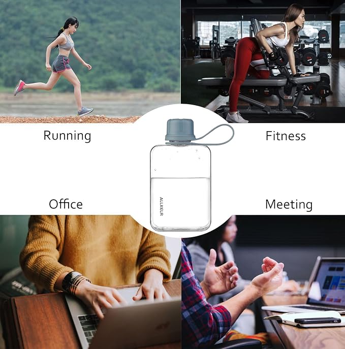 Portable Flat Water Bottle, BPA Free Reusable Tritan Plastic Travel Water - Image 5