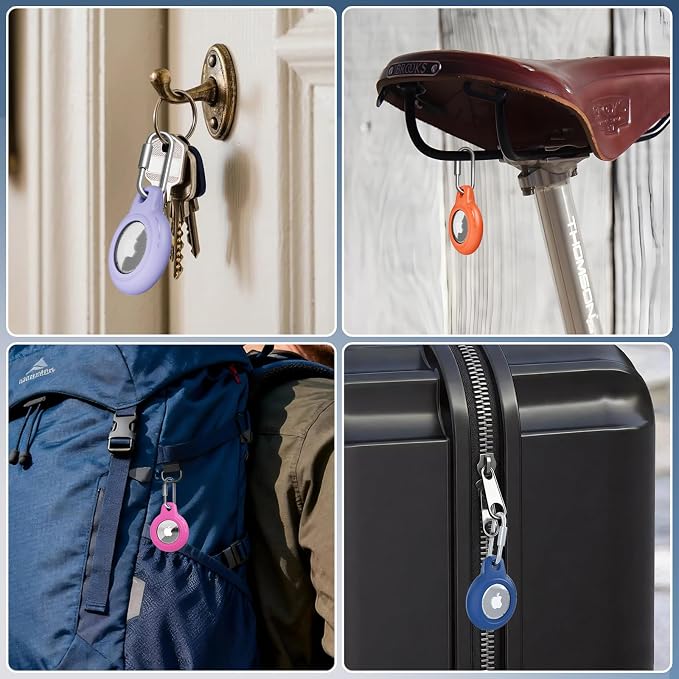 AirTag Holder with 304 Carabiner, 4 Pack IPX8 Waterproof Shockproof PC Hard Case - Image 7