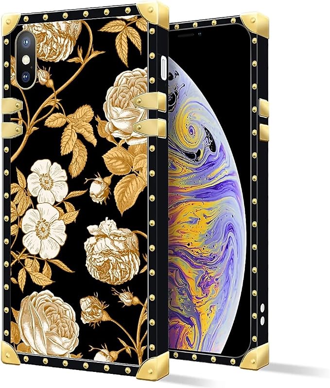 Compatible with iPhone Xs Max Case, Blooming Rose Golden Flower Luxury Golden - Image 2