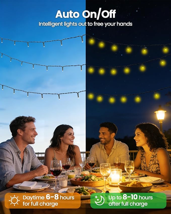 2Pack 240LED Solar String Lights Outdoor | Total 92FT Waterproof Solar - Image 2