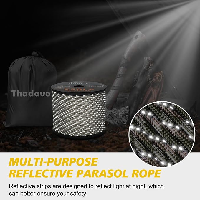 850Ib Reflective Paracord Rope, 50/100/200/500/1000ft 4MM 11 Strand Parachute - Image 4