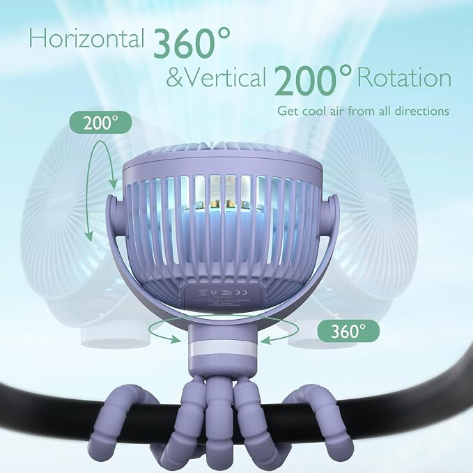 Momcozy 8000mAh Portable Stroller Fan, 27H Ultra-long Battery Life Detachable 4 - Image 7