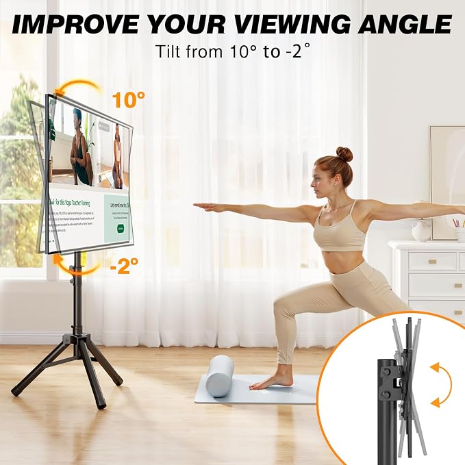 Tripod TV Stand for 23-75 inch Flat Screen/Curved TVs up to 100 lbs - Image 2