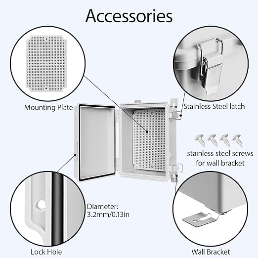 LeMotech Electrical Box, IP67 Waterproof Hinged Cover Stainless Steel Latch - Image 4
