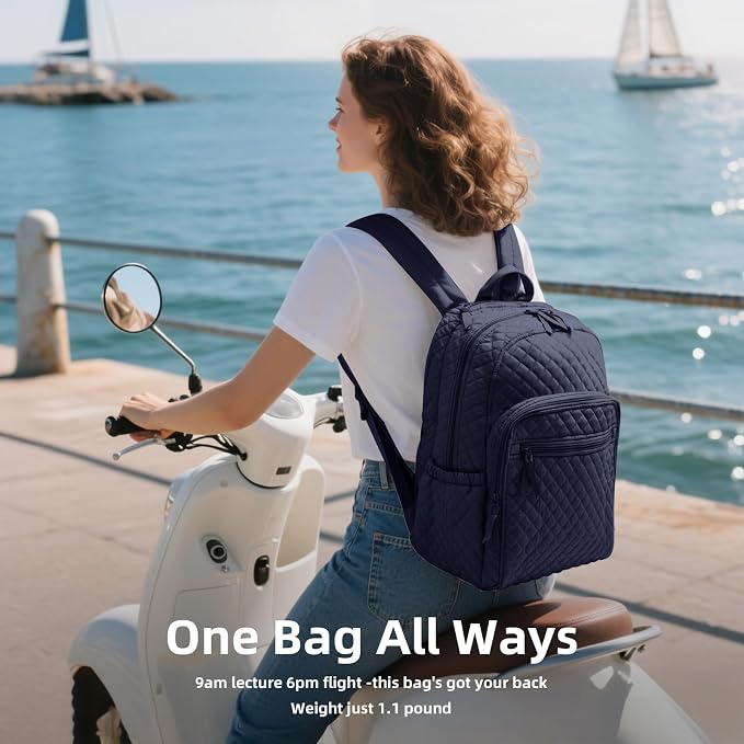 Backpack for Women, College Backpack, Quilted Casual Daypack, Waterproof - Image 2