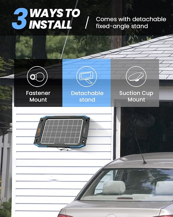 BALDR 12V Solar Battery Charger, 13W Waterproof Dual Sided Battery Maintainer - Image 6