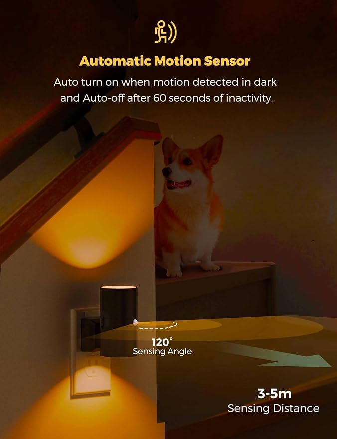 L LOHAS LED Motion Sensor Night Light, Amber Nightlights, Motion Activated - Image 3