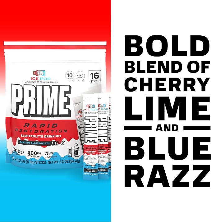 Prime Rapid Rehydration Electrolyte Powder Sticks, Ice Pop, Sugar Free - Image 3