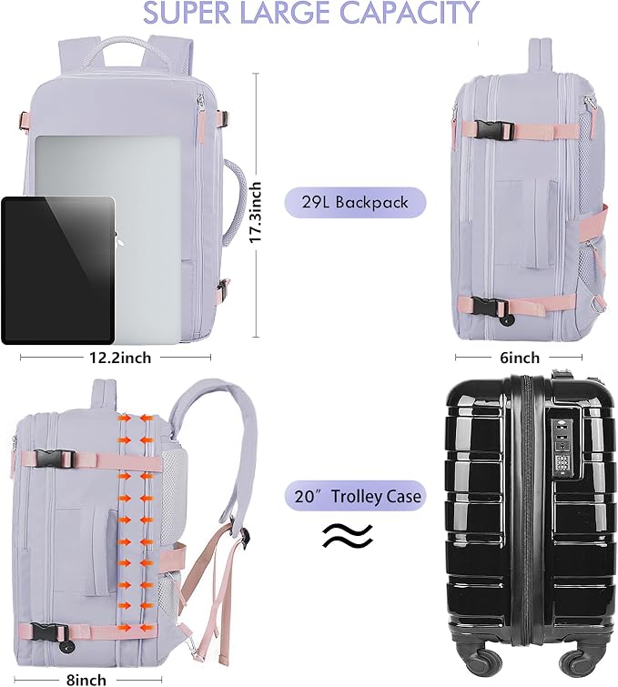 Beraliy Travel Backpack for Women, Airline Approved Backpack, Carry On Backpack - Image 8