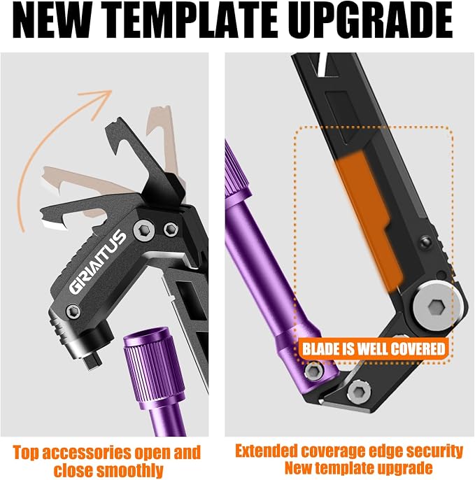 Carabiner Multitool with Pocket Knives, EDC Carabiners, Serrated Knife - Image 6