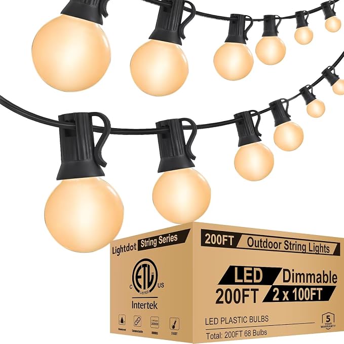 Lightdot 200FT Outdoor String Lights, LED Bistro String Lights by LightdotLighting