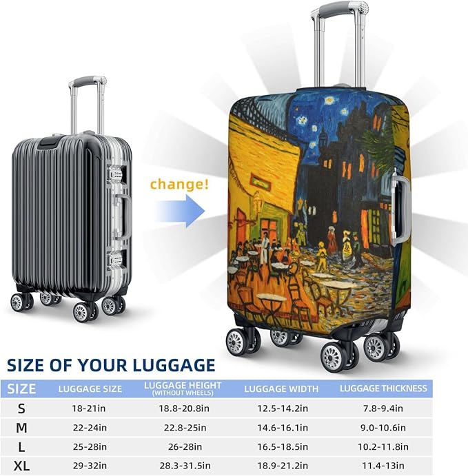 Van Gogh Cafe Terrace at Night Elastic Luggage Cover, Suitcase Protector - Image 6
