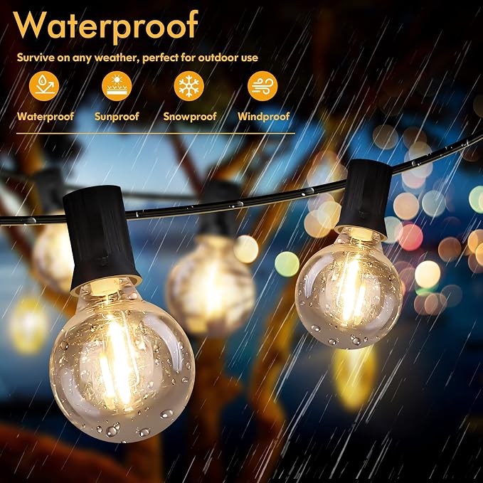 100FT LED Outdoor String Lights Patio Light - Image 3