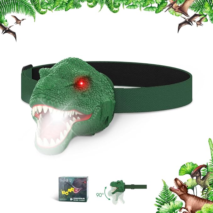 Dysaim Dinosaur Headlamp for Kids Flashlight Outdoor Camping Gear LED Reading by Dysaim