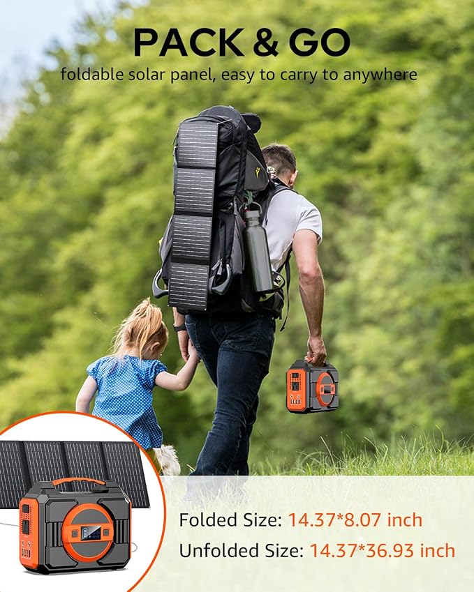 Apowking Portable Solar Powered Generator 300W Rated, - Image 5