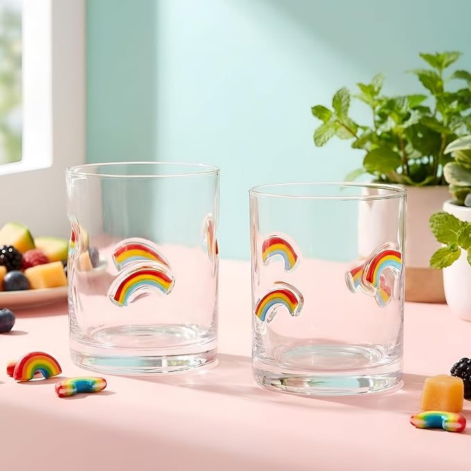 Skylety 2 Pcs Rainbow Icon Juice Glasses Gay Pride Gifts Drinking Cups Old by Skylety