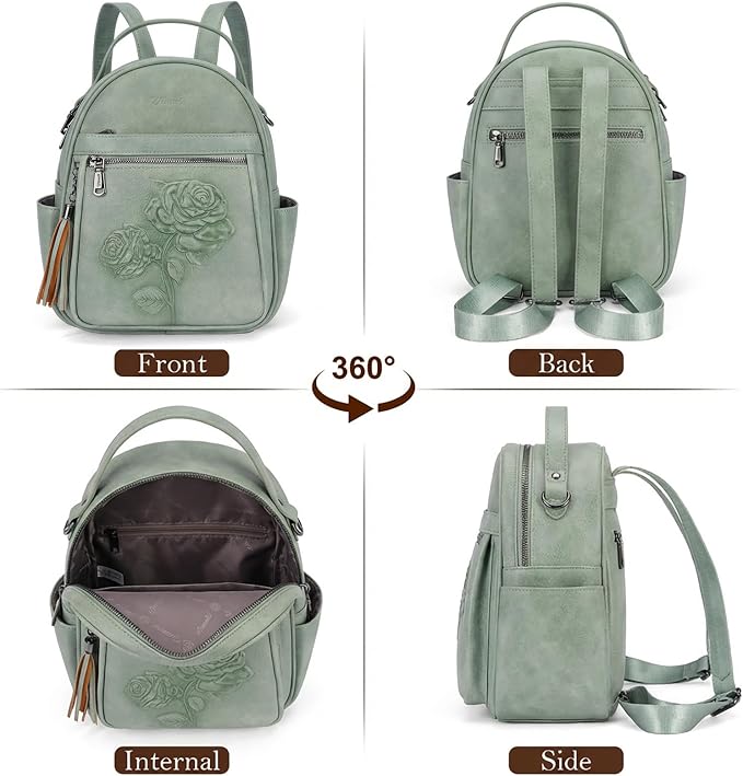 Mini Backpack Purse for Women, Embossed Vegan Leather Small Backpack Fashion - Image 5