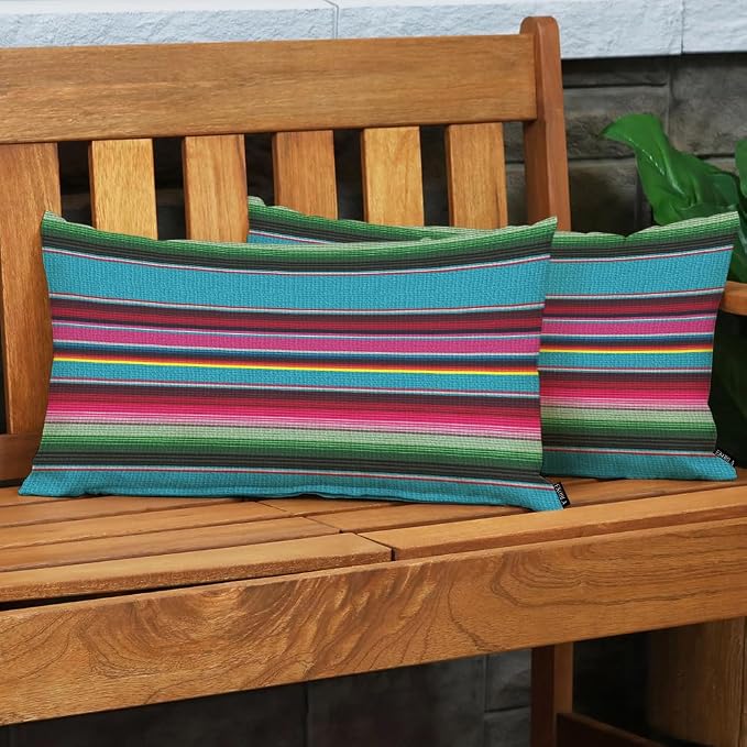 EKOBLA Decorative Lumber Cushion Case Mexican Stripes Pattern Ethnic Cinco De - Image 3