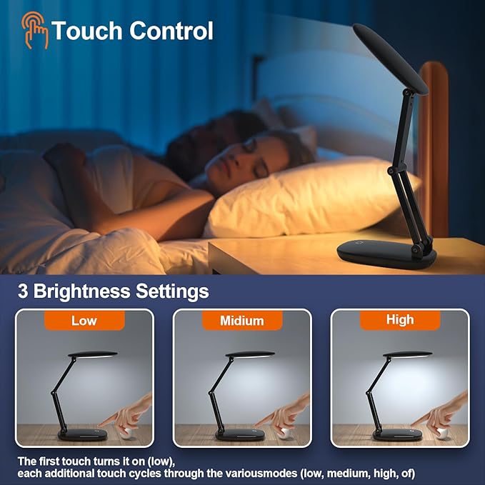 Akejrym LED Desk Lamp for Office Home & Battery Operated Lamp Rechargeable Lamp - Image 2