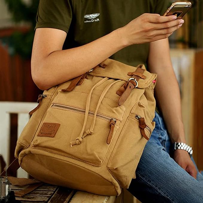 AUGUR High Capacity Canvas Vintage Backpack - Image 6