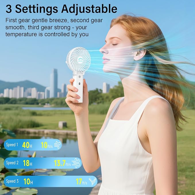 HandFan 10400mAh Portable Hand held Fan, 40Hrs Long-Lasted Hand Fan Rechargeable - Image 4