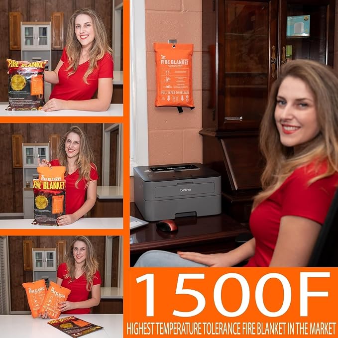 Fire Blanket -Certified 1500F Extra Thick, Glow In The Dark Fireproof Emergency - Image 2