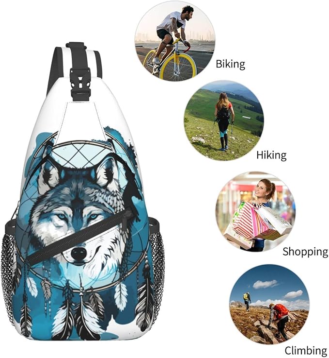 Native Wolf And Deam Catcher Sling Bag - Image 6
