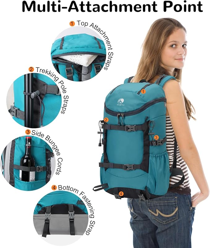 30L Skateboard Backpack for Men Women, Waterproof Hiking Backpack - Image 4