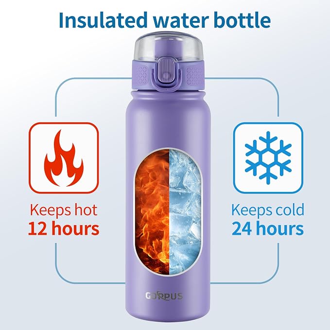 GOPPUS Insulated Water Bottle 20oz Stainless Steel BPA-Free Sports Bottle Ideal - Image 5
