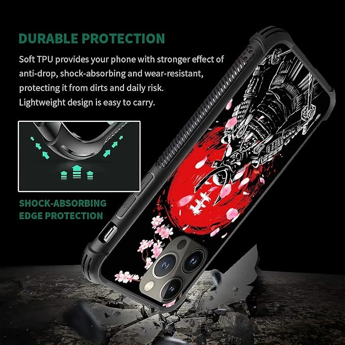 for iPhone 13 Pro Max Case, Sakura Japanese Samurai Pattern Graphic Design Girl - Image 6