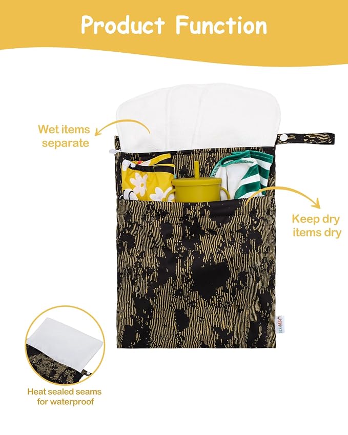 ALVABABY 2pcs Superior Waterproof Wet Dry Bags, ReusableTwo Zippered Pockets - Image 3
