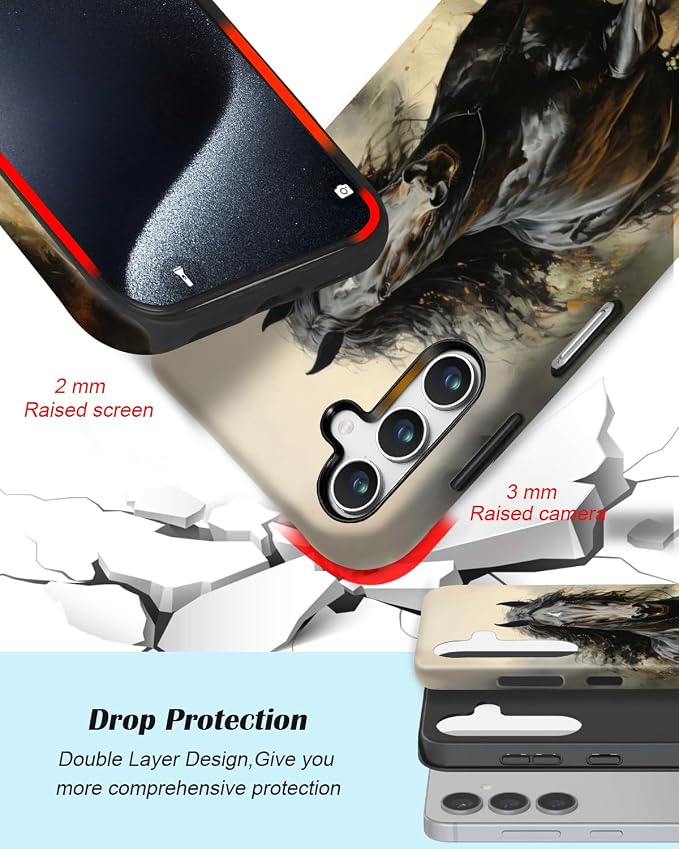 Compatible for Samsung Galaxy A56 5G Case, Dual Layer Heavy Duty 2 in 1 - Image 3