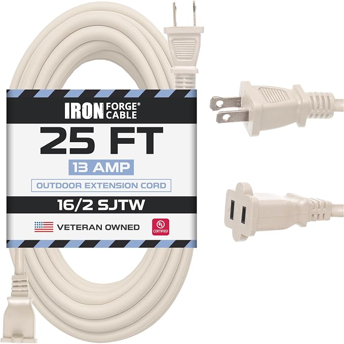 Iron Forge Cable 2 Prong Extension Cord 25 ft by IronForgeCable