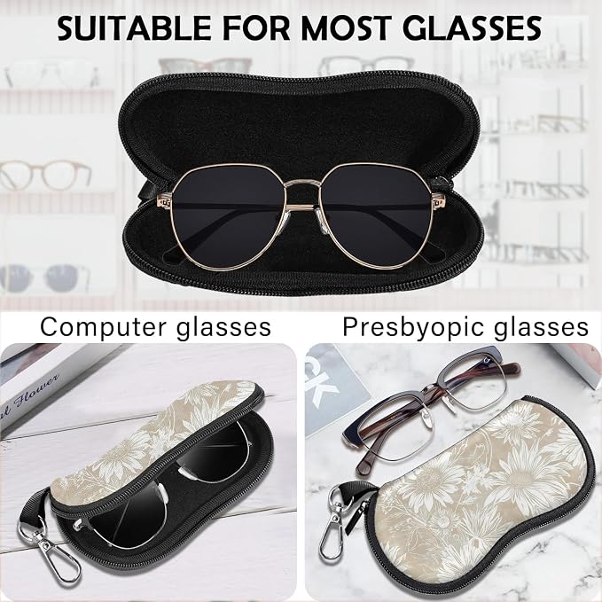 Glasses Case Sunglasses Eyeglass Soft Case Zipper Light Neoprene Pouch - Image 3