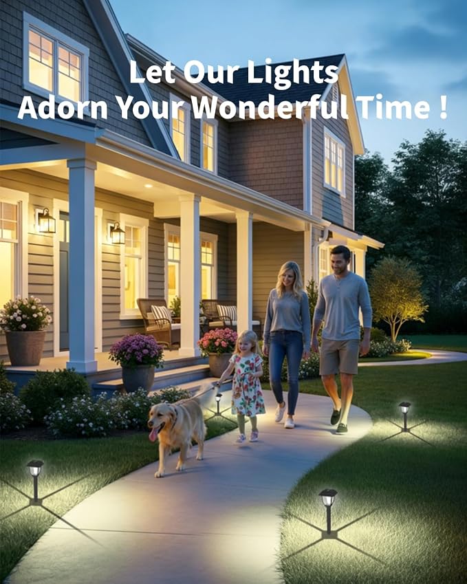 Solar Pathway Lights 12 Pack Mini Outdoor 3000K Bright Auto On/Off Solar Garden - Image 2