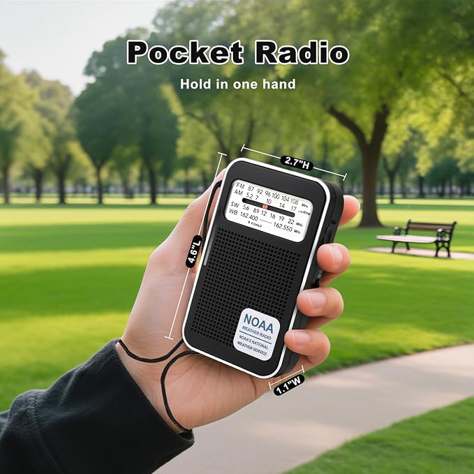 Portable Personal NOAA Weather Radio, 4-Band AM/FM/SW/WB Emergency Transistor - Image 3