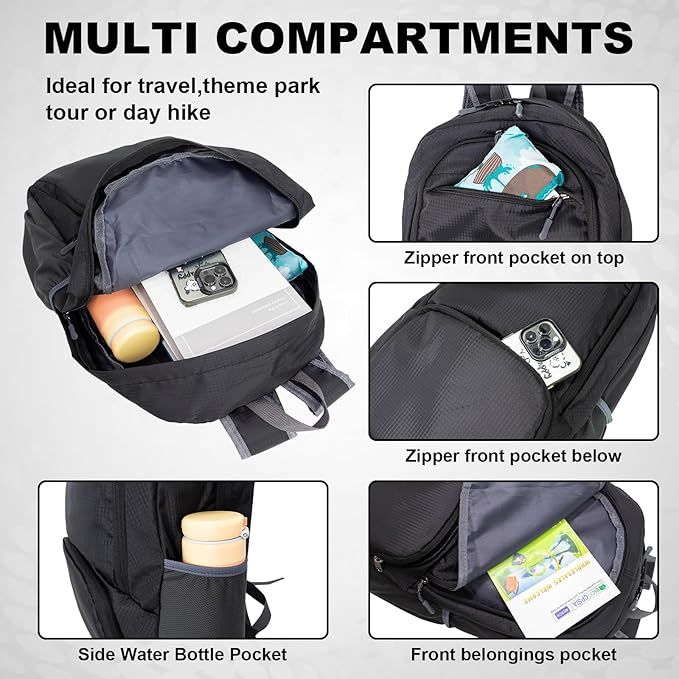 HOLYLUCK 20L Lightweight Packable Hiking Daypack Foldable Backpack - Image 3
