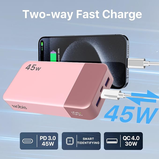 NOBIS Portable Charger, 20000mAh Power Bank, 45W Power Bank Fast Charging - Image 5