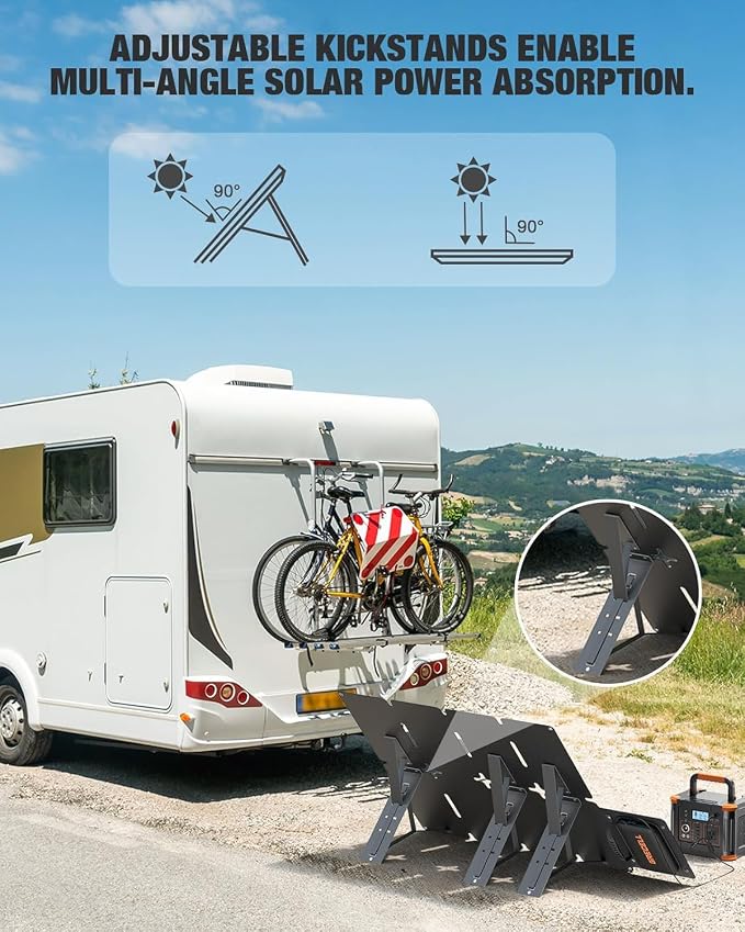 GRECELL 80W Portable Solar Panel, Foldable Solar Panel QC3.0 USB-A &Type-C Port - Image 4